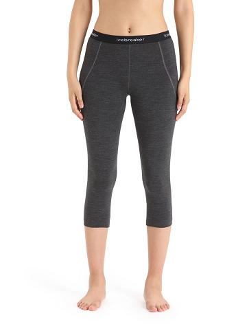 Women's Icebreaker BodyfitZone™ Merino 260 Zone 3/4 Thermal Leggings Base Layers Jet Heather / Black | CA 1079EBCX